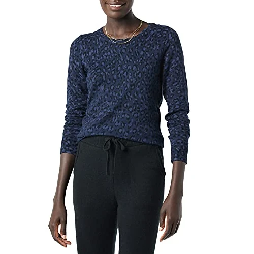 Offerta a tempo: Amazon Essentials Maglione Girocollo Leggero A Maniche Lunghe (Taglie Forti Disponibili) Donna, Blu Marino Maculata, XS - 0.00% da 18.34 € a 18.34 €