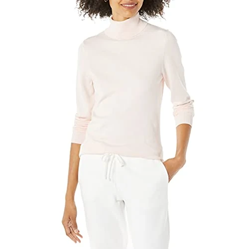 Offerta a tempo: Amazon Essentials Maglione A Collo Alto E Maniche Lunghe Leggero con vestibilità Classica (Taglie Forti Disponibili) Donna, Rosa Pallido, XL - 0.00% da 10.85 € a 10.85 €