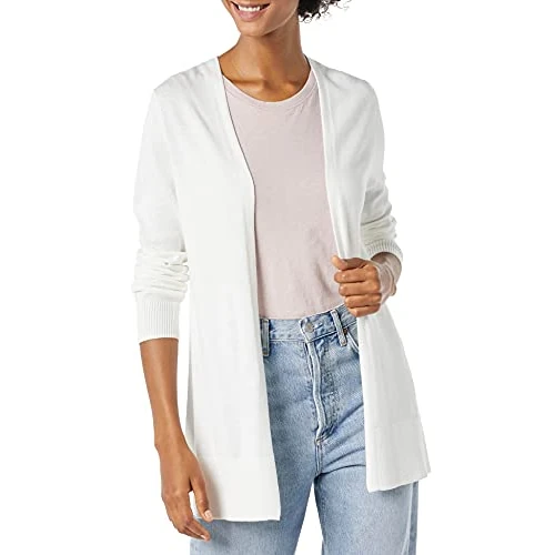 Oferta limitowana: Amazon Essentials Dames Lekki kardigan bez zapięcia (dostępny w wersji Plus Size), Biały, XS z 105.38 zł na 105.38 zł (oszczędź 0.00%)