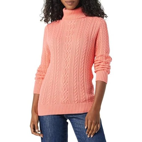 Offerta a tempo: Amazon Essentials Maglione A Collo Alto Intrecciato con Screziatura (Taglie Forti Disponibili) Donna, Rosa Corallo, L - 30% da 24.80 € a 17.36 €