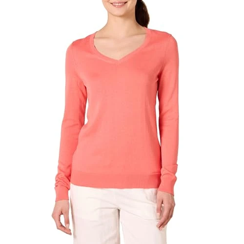 Limited-time offer: Amazon Essentials Women's Lightweight Long-Sleeve V-Neck Jumper, Coral Pink, M from 6.89 £ to 6.89 £ (save 0.00%)