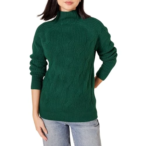 Amazon Essentials Maglione da Donna Morbido al Tatto, Collo a Imbuto, Verde Scuro, XL