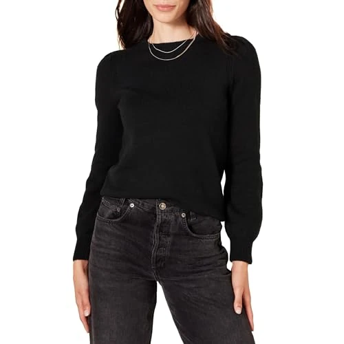 Offerta a tempo: Amazon Essentials Maglione Girocollo con Spalle Plissettate Morbido al Tatto Donna, Nero, S - 35% da 24.20 € a 15.70 €