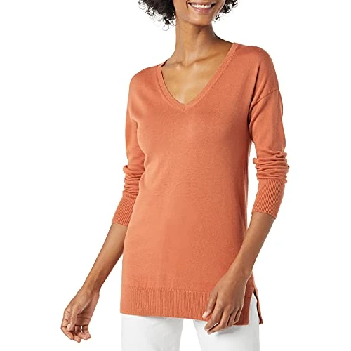 Tijdelijke aanbieding: Amazon Essentials Women's Lichtgewicht tuniektrui met lange mouwen en V-hals (verkrijgbaar in grote maten), Karamel, XL van 26.49 € naar 26.49 € (0.00% korting)