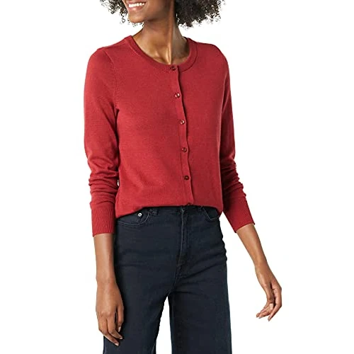Oferta limitada: Amazon Essentials Jersey Cárdigan de Cuello a La Caja Ligero (Disponible en Tallas Grandes) Mujer, Rojo Oscuro, M de 29.90 € a 29.90 € (ahorro 0.00%)