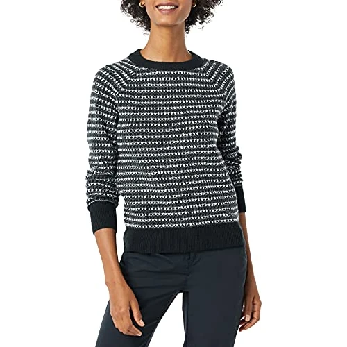 Offre limitee: Amazon Essentials Pull à col roulé à Motif Fair Isle Doux au Toucher Femme, Blanc Charbon Noir Rayures, M de 19.90 EUR a 19.90 EUR (economie 0%)