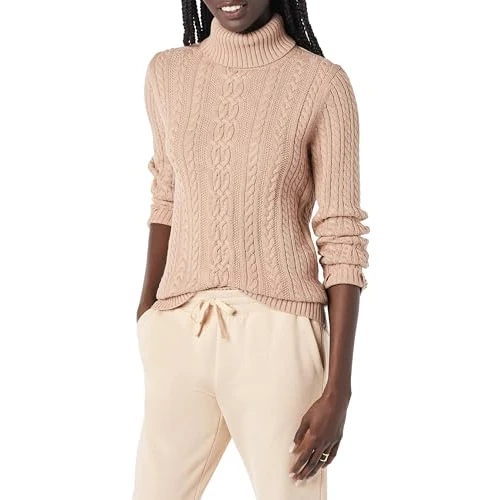 Offerta a tempo: Amazon Essentials Maglione A Collo Alto Intrecciato con Screziatura (Taglie Forti Disponibili) Donna, Grigio Talpa Puntinato, XS - 30% da 24.80 € a 17.36 €