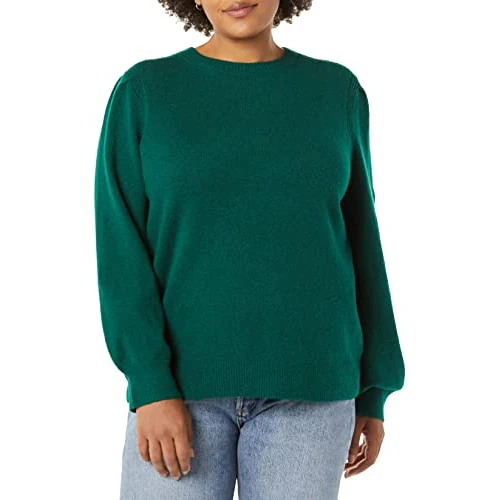 Offerta a tempo: Amazon Essentials Maglione Girocollo con Spalle Plissettate Morbido al Tatto Donna, Verde Scuro, XXL - 0.00% da 11.21 € a 11.21 €