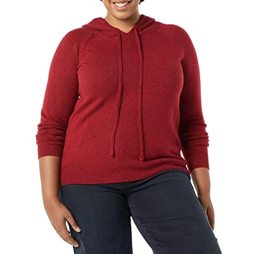 Offerta a tempo: Amazon Essentials Felpa con Cappuccio in Maglia da Donna, Rosso Scuro, XL - 0.00% da 19.40 € a 19.40 €