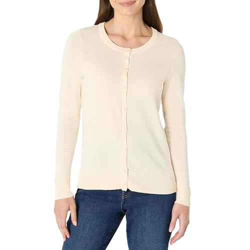 Limited-time offer: Amazon Essentials Women's Lightweight Crewneck Cardigan Jumper (Available in Plus Size), Pale Peach, XXL from 21.00 £ to 21.00 £ (save 0.00%)
