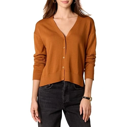 Amazon Essentials Kvinnors Lekki kardigan z dekoltem w serek (dostępny w wersji Plus Size), Musztardowy, XXL