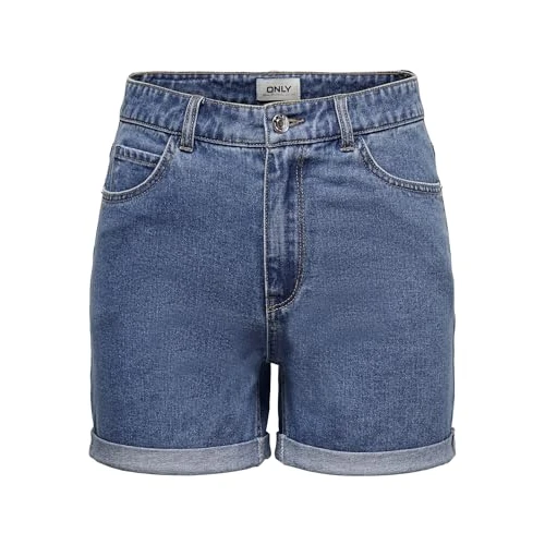Oferta limitada: Only Pantalones Cortos Onlvega Life HW Mom Noos Denim para Mujer, Azul Medio (Medium Blue Denim), L de 24.99 € a 19.99 € (ahorro 20%)