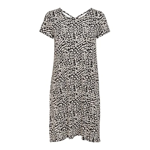 Offerta a tempo: Only Onlbera Back Lace Up S/S Dress Jrs Noos, Vestito Donna, Black/Aop: Eggnog/Black Leo, XS - 53% da 24.99 € a 11.75 €