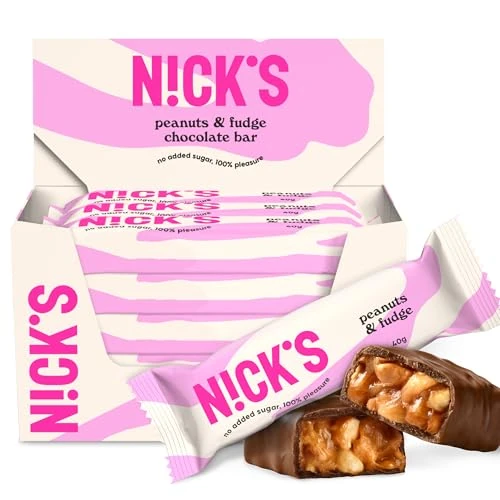Oferta limitada: NICKS Peanuts n Fudge Barritas Keto Chocolate Cacahuetes Caramelo 175 Calorías, 4,1 Carbohidratos Netos, Sin Azúcar Añadido Low Carb Dulces Chocolatinas Sin Gluten (15x40g) de 19.90 EUR a 16.91 EUR (ahorro 15%)