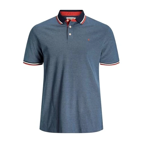 Tijdelijke aanbieding: JACK & JONES JEPAULOS Poloshirt voor heren, effen, zomerhemd, korte mouwen, piqué, katoen, grote maat, blauw, 4XL Grote maten van 34.99 € naar 22.49 € (36% korting)