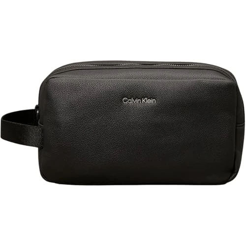 Calvin Klein Herren Kulturbeutel Warmth Washbag Kunstleder, Schwarz (Ck Black), Einheitsgröße