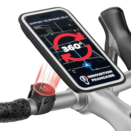 SHAPEHEART Innovazione francese, Porta cellulare bici con tasca magnetica staccabile, Porta telefono bici impermeabile, Universale, Supporto cellulare bici per manubrio, MTB