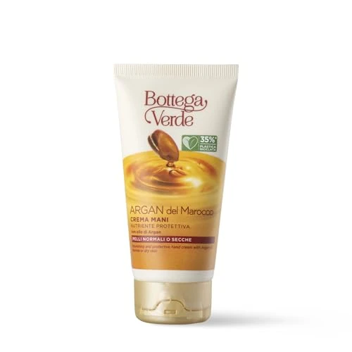Bottega Verde - Crema Mani Argan del Marocco, 75 ml, Nutriente Protettiva, con Olio di Argan Puro, Trattamento Idratante per Pelli Normali o Secche, Protegge e Ammorbidisce