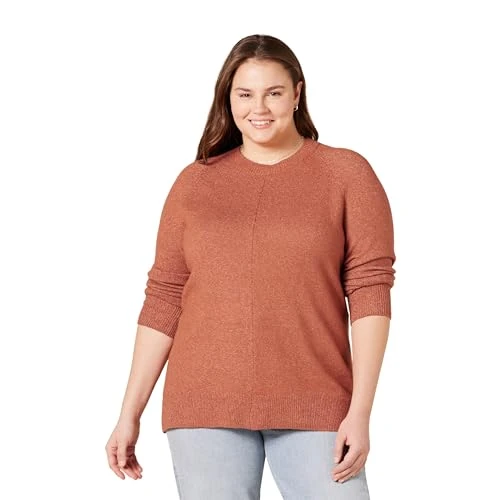 Amazon Essentials Chandail à Manches Longues et col Rond pour Femme, Coupe Classique, Doux au Toucher, Caramel, Taille M