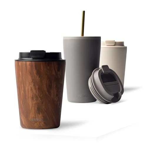 Limitiertes Angebot: MAMEIDO Thermobecher 350 ml, dichter Kaffeebecher to go aus Edelstahl doppelwandig isoliert, auslaufsicher, Coffee to go Becher warmhaltend (Oak Wood) von 27.99 EUR auf 11.19 EUR (Spare 60%)