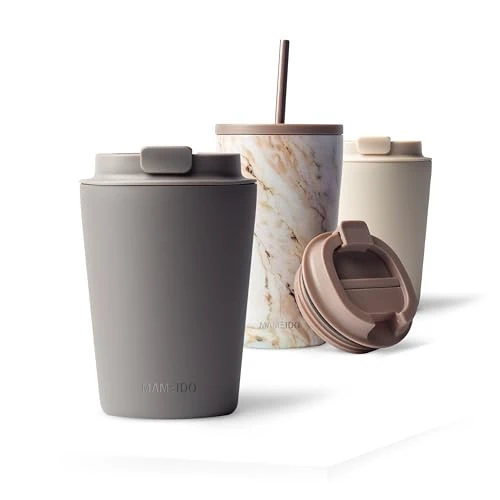 Offerta a tempo: MAMEIDO Tazza da caffè termica 350 ml, Mug termico, Tazze termiche acciaio inox senza BPA, anti-perdita (Taupe Grey) - 30% da 33.99 € a 23.78 €