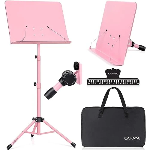 Offerta a tempo: CAHAYA Leggio Musicale Pieghevole per Spartiti & Supporto per Tavolo 2IN1 Leggio Spartiti Musicali da Orchestra Portatile con Altezza Regolabile da 80-145cm Colore Rosa Modello CY0194-1 - 15% da 29.99 € a 25.49 €