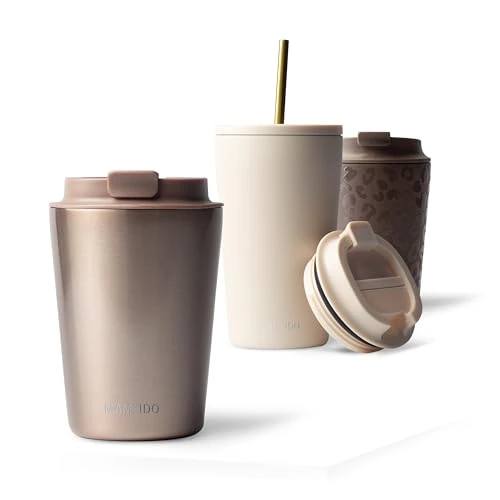 MAMEIDO Insulated Coffee Cup, Travel Mug 350 ml, Leakproof Coffee Flask BPA-Free, Tumbler for Hot & Cold Drinks (Rosé Quartz)