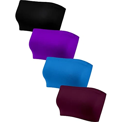 Zeitlich begrenztes Angebot: Geyoga 4 Stück Trägerlos Ungepolstert Bandeau Tube Top BH (Stilvolle Farben, L) von 18.40 € auf 18.40 € (0.00% Rabatt)