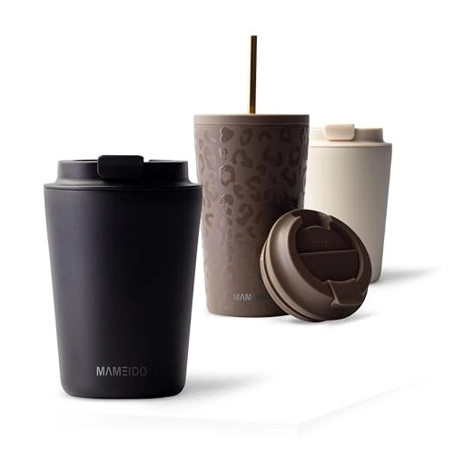Offerta a tempo: MAMEIDO Tazza da caffè termica 350 ml, Mug termico, Tazze termiche acciaio inox senza BPA, anti-perdita (Rich Black) - 30% da 33.99 € a 23.78 €