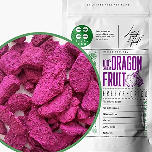 Zeitlich begrenztes Angebot: ZingyZoo Drachenfrucht Trockenfrüchte Gefriergetrocknet, 100g | Natürlich Getrocknet, Pink Pitaya, Vegan, Geeignet für Drachenfruchtpulver, Pitahaya Smoothie Bowl von 9.45 € auf 9.45 € (0.00% Rabatt)