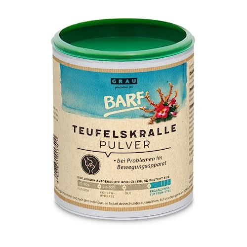GRAU - het origineel - 100% puur duivelsklauwpoeder, voor pezen en ligamenten, gewrichtspoeder ter ondersteuning, 1 pakje (1 x 300 g), aanvullend voer voor honden