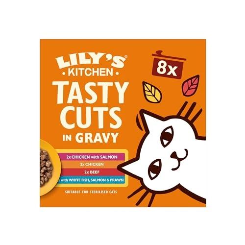 Offerta a tempo: Lily's Kitchen Gustosi bocconcini in salsa preparati con ingredienti naturali, confezione multipla di mangime per gatti adulti umido 4 x (8 x 70g) - 39% da 69.48 € a 42.55 €
