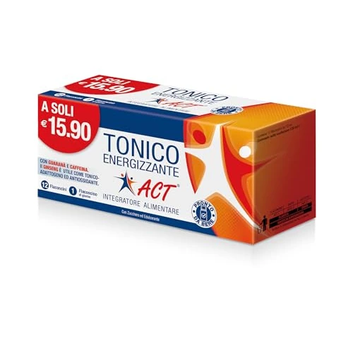 Offerta a tempo: Tonico Energizzante Act, Integratore Alimentare Con Caffeina, Ginseng e Guaranà, 1 Confezione da 12 Flaconi - 46% da 14.90 € a 8.06 €