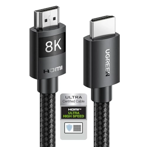 Limited offer: UGREEN HDMI 2.1 Cable Certified 8K 10FT Ultra High Speed HDMI Cord Braided 48Gbps 4K@240Hz 10K@60Hz with Dynamic HDR eARC Dolby Atmos HDCP Compatible with PS5 PS4 Xbox Roku TV HDTV Blu-ray Projector from 16.99 EUR to 16.99 EUR (save 0%)