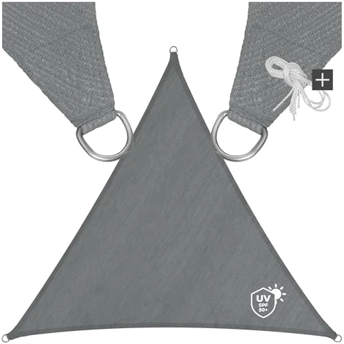 Offerta a tempo: tectake® Tenda a Vela Solare - 4 x 4 x 4 m - Protezione UV 50+, Telo Occhiellato Traspirante, Facile da Fissare, Anelli in Acciaio Inox, Facile da Pulire, Ideale per Giardino, Terrazza e Balcone - 51% da 39.99 € a 19.79 €