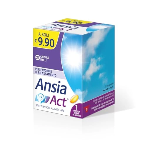Offerta a tempo: Ansia Act, Integratore Alimentare a Base di Olio Essenziale di Lavanda, 1 Confezione da 21 Capsule Molli - 47% da 9.90 € a 5.27 €