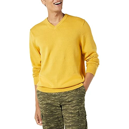 Offerta a tempo: Amazon Essentials Maglione da uomo con scollo a V (disponibile nelle taglie Big & Tall), oro, L - 0.00% da 22.44 € a 22.44 €