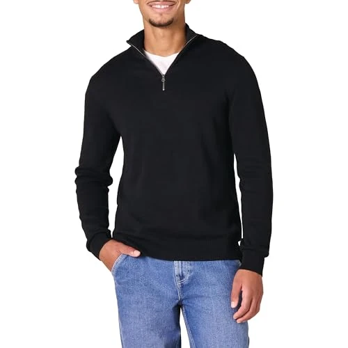 Limited-time offer: Amazon Essentials Men's 100% Cotton Quarter-Zip Jumper, Black, S from 17.70 GBP to 15.05 GBP (save 15%)