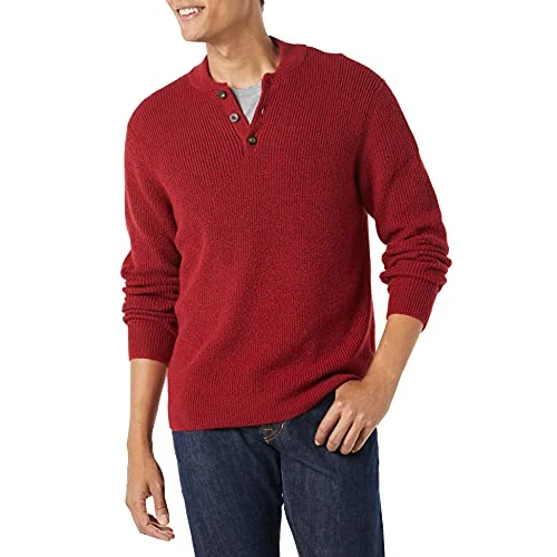 Zeitlich begrenztes Angebot: Amazon Essentials Herren Soft-Touch-Henley-Pullover mit Langen Ärmeln, Rot, XL von 13.92 € auf 13.92 € (0.00% Rabatt)