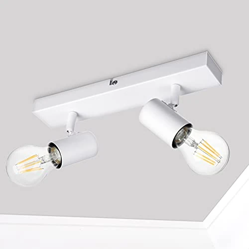 Offerta a tempo: Dehobo Faretti da Parete Interno Orientabili, Bianco Lampadario Faretti Led Soffitto non Inclusa Lampadina E27, Luci da Soffitto e27 per Soggiorno, Corridoio, Entrata o Scale, Max Non più di 60W - 41% da 32.49 € a 19.03 €