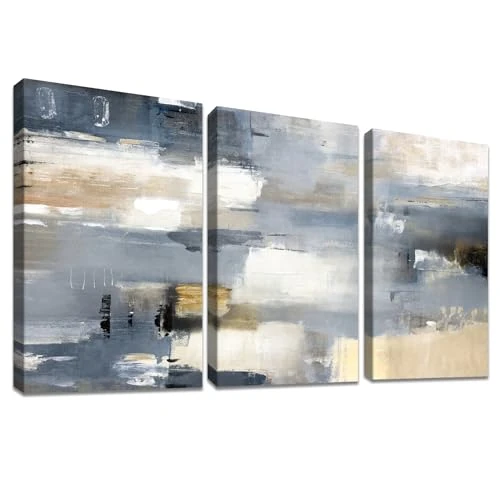 Limited-time offer: 3 Panels Wooden Framed Canvas Wall Art Set Abstract Grey Beige White Painting on Canvas Prints Poster Artworks Pictures for Living Room Bedroom Hallway Stairs Home Office Wall Decor 40x60cm x3pcs from 26.99 GBP to 23.99 GBP (save 11%)