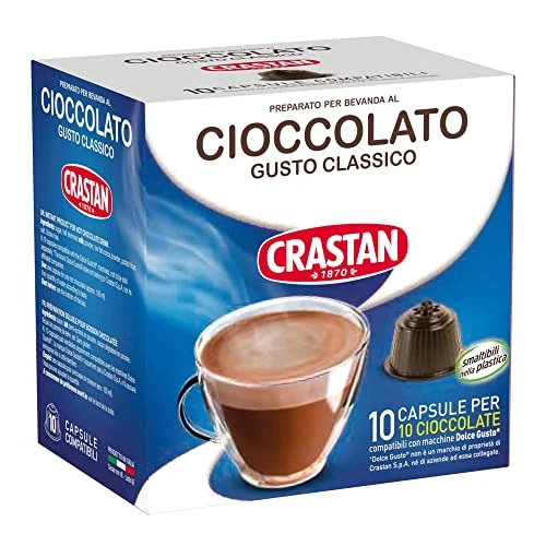 Offerta a tempo: CRASTAN 1870 - Capsule compatibili Dolce Gusto - Cioccolato Gusto Classico - 1 Box da 10 Capsule - Senza Glutine - 0.00% da 4.19 € a 4.19 €