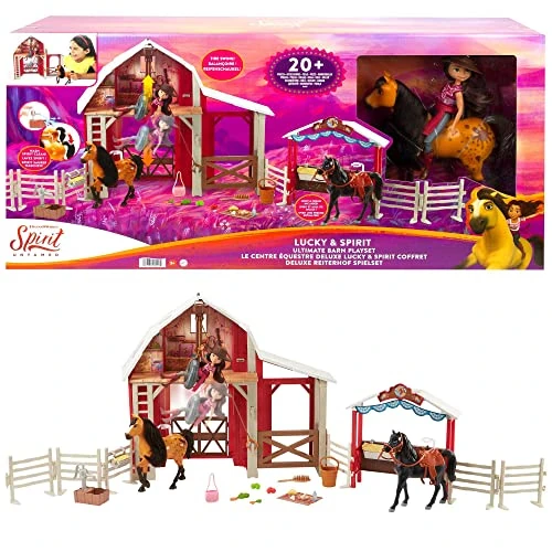 Offerta a tempo: Spirit - Playset Grande Stalla dei Cavalli con Bambola Lucky, Cavallo Spirit con Funzione Cambia Colore, Cavallo Nero e Tanti Accessori, Giocattolo per Bambini 3+ Anni, HDK57 - 33% da 75.92 € a 51.22 €