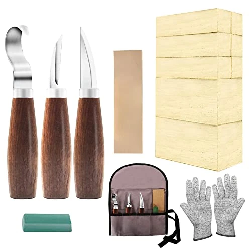 Zeitlich begrenztes Angebot: Cor cordium Holzschnitzset mit Lindenholzblöcken, Geschenkset für Erwachsene, Anfänger, Holzschnitzset-Set enthält 3 Holzschnitzmesser und 8 Blöcke und Handschuhe für Widdling Kit von 28.99 € auf 28.99 € (0.00% Rabatt)