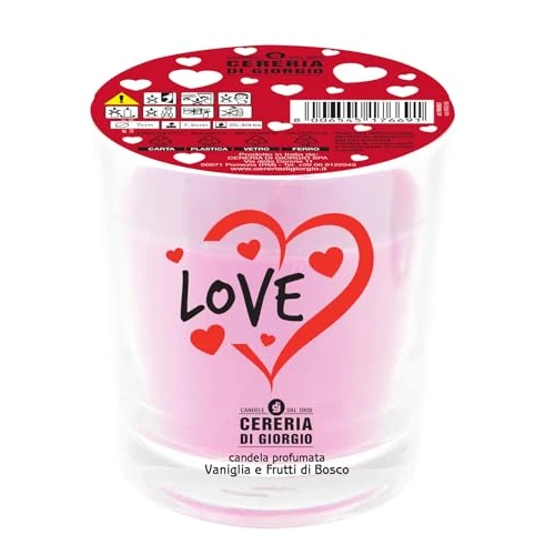 Cereria Di Giorgio Love You Geurkaars in glas, was, wit, 7 x 7 x 8 cm