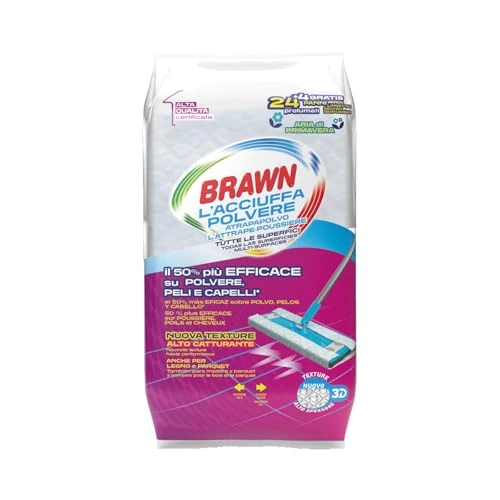 Offerta a tempo: Brawn Acciuffapolvere HQ, Tessuto in Texture 3D ad Alto Spessore con Maggiore Potere Elettrostatico, Profumo Aria di Primavera, Confezione da 24+4 Panni - 0.00% da 2.99 € a 2.99 €