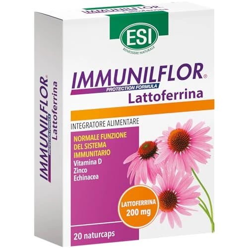 Offerta a tempo: ESI - Immuniflor Lattoferrina, Integratore Alimentare con Vitamina D e Zinco, Favorisce le Difese Immunitarie Contro le Aggressioni della Stagione Invernale, Senza Glutine, 20 Naturcaps — 48% da 22,90 € a 11,99 €