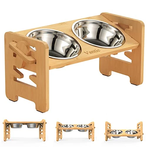 Limited-time offer: Vantic Elevated Dog Bowls, Raised Dog Bowl Stand Adjustable Small, Natural from $29.99 to $26.99 (save 10%)