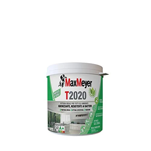 Offerta a tempo: MaxMeyer Pittura per interni Traspirante T2020 Igienizzante, resistente ai batteri Bianco 0.75 l - 44% da 17.90 € a 9.99 €