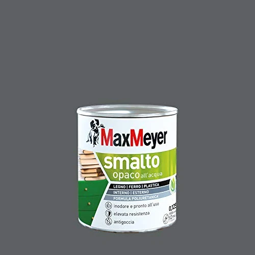 Offerta a tempo: Maxmeyer Smalto All'Acqua Poliuretanico Opaco Grigio Fumo 0,125 L - 6% da 15.90 € a 14.98 €